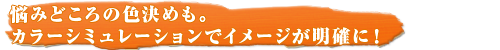 カラーシミュレーションで色決めも、イメージがつかみやすくなります。