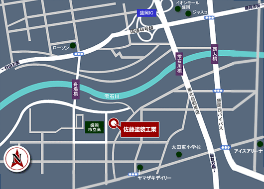 佐藤塗装周辺案内図